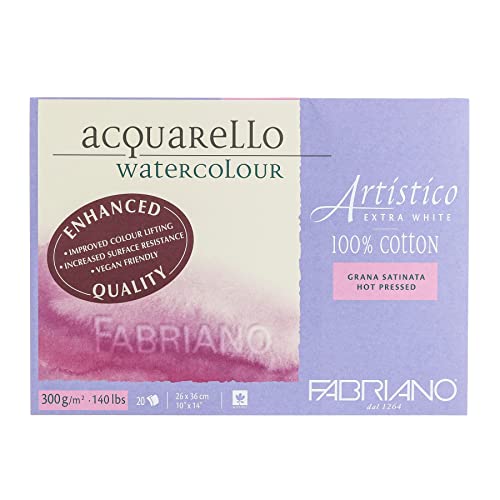 Fabriano Artistico Acquarello Watercolour, extra weiß, satiniert hot pressed, 26 x 36 cm, 20 Blatt 300 g/m², hochwertiger Künstler-Aquarellkarton, Block 4-seitig geleimt, vegan Fabriano Artistico Acquarello Watercolour, extra weiß, satiniert hot pressed, 26 x 36 cm, 20 Blatt 300 g/m², hochwertiger Künstler-Aquarellkarton, Block 4-seitig geleimt, vegan von Honsell