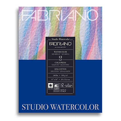Fabriano Studio Cold Press Aquarellblock, 28 x 35 cm, Weiß von Fabriano