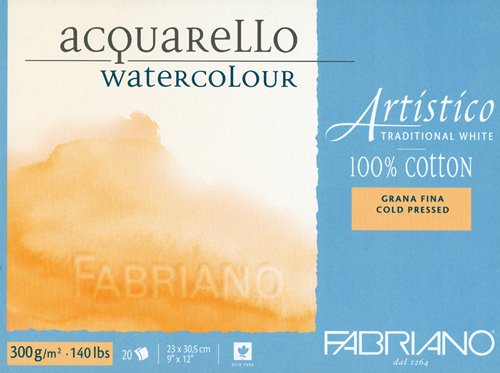 Fabriano Traditioneller Kunstblock, Weiß, 23 x 30,5 cm, 300 g, feine Körnung, 20 Blatt von Fabriano