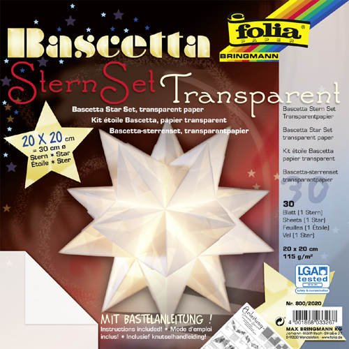 Faltblätter Bascetta Stern Transparent weiß, 20x20 von Unbekannt