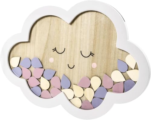 Gäste-Buch Holz-Rahmen mit 30 Wolken aus Holz als Gästebuch zur Taufe, Baby-Shower-Party Konfirmation, Kommunion oder Hochzeit (Gästebuch Holzrahmen mit Wolken) von Unbekannt