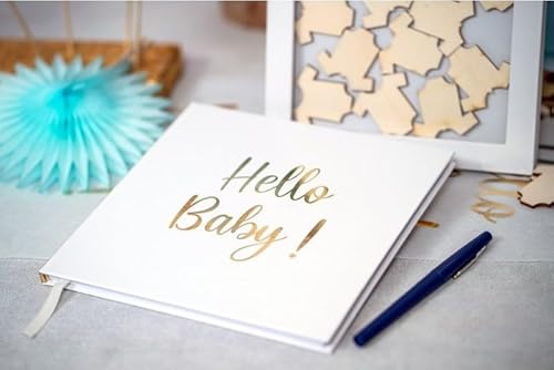 Gästebuch "Hello Baby" - Gästebuch für Baby-Shower-Party Taufe Geburt - unisex für Mädchen & Jungen geeignet Farben weiß & gold - 48 Blatt = 96 Seiten blanko weiß von Unbekannt