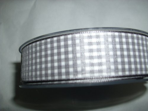 Geschenkband Stoffband Karoband Schleifenband Band Geschenksband 25m Grau / Weiss Band ohne Draht ideal für Dekorationen. von Unbekannt