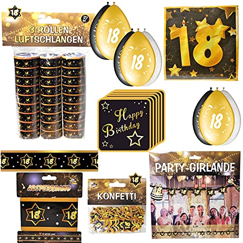 Geschenkeparadies 24 Partyset 78 Teile zum 18. Geburtstag Deko Set Schwarz/Gold Dekoration von unbekannt