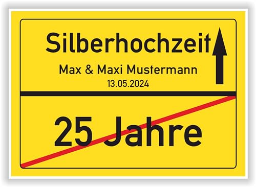 Geschenkidee zur Silberhochzeit 25 Jahre Verheiratet Ortsschild Bild Geschenk zum Jubiläum Mann Frau silberne Hochzeit mit Namen und Datum Geschenkidee zur Silberhochzeit 25 Jahre Verheiratet Ortsschild Bild Geschenk zum Jubiläum Mann Frau silberne Hochzeit mit Namen und Datum von Druck-Geschenk