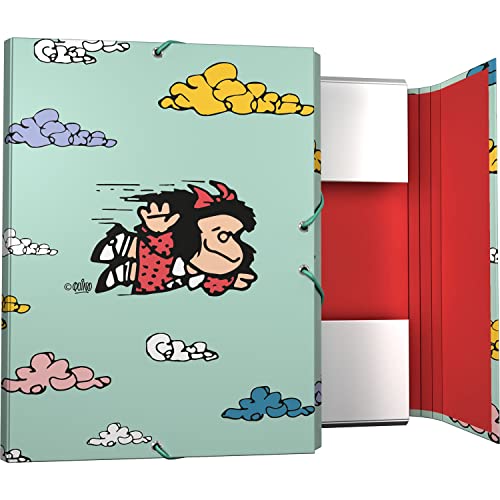 Grafoplás 82402658. Schulmappe mit Gummibändern und Klappen, gefütterter Karton, harter Deckel, Folio-Größe, Kollektion, fliegend, FSC-zertifiziert von Mafalda