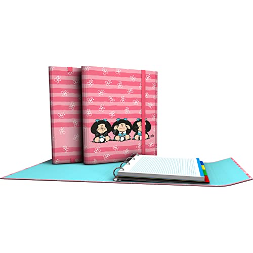 Graphoplas 88212657 Ringbuch mit Klappe, A4, Gummiverschluss, inkl. Ersatz- und Trennwänden, Mafalda-Kollektion, Weisheit von Grafoplás