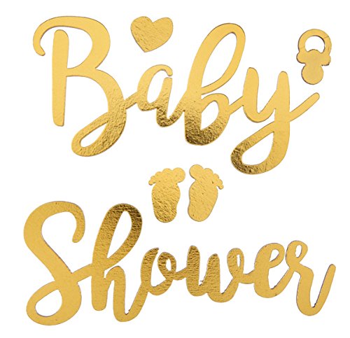 Holz-Sticker Baby Shower mit Schnuller und Baby-Füßchen in gold/Deko-Aufkleber Baby, Taufe, Geburt, Baby-Shower-Party von Unbekannt
