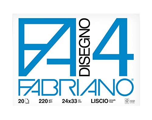 Honsell 05200597 - Fabriano Disegno 4, elfenbeinfarbenes Zeichenpapier, 24 x 33 cm, 220 g/m², 40 Blatt, hochwertig geleimt, sehr radierfest, mit Logo Prägung von Fabriano