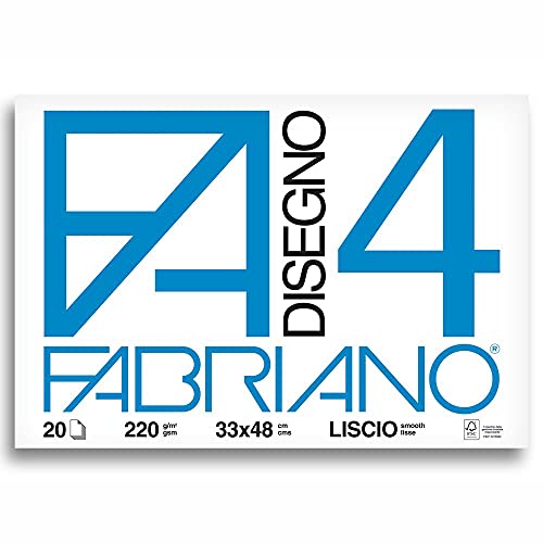 Honsell 05200797 - Fabriano Disegno 4, elfenbeinfarbenes Zeichenpapier, 33 x 48 cm, 220 g/m², 20 Blatt, hochwertig geleimt, sehr radierfest, mit Logo Prägung von Fabriano