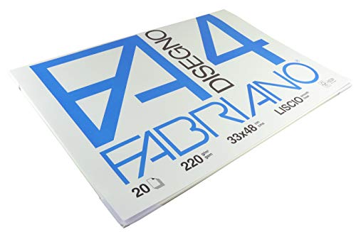 Honsell 05200797 - Fabriano Disegno 4, elfenbeinfarbenes Zeichenpapier, 33 x 48 cm, 220 g/m², 20 Blatt, hochwertig geleimt, sehr radierfest, mit Logo Prägung von Fabriano