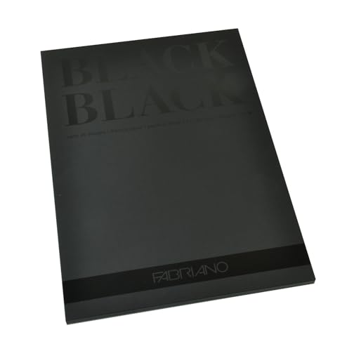 Fabriano Honsell 19100390 - Fabriano Black Black Block, tiefschwarzes Papier mit matter, unbeschichteter Oberfläche, 300 g/m², DIN A4, 20 Blatt, ideal für Pastelle, Farbstifte und Marker von Fabriano