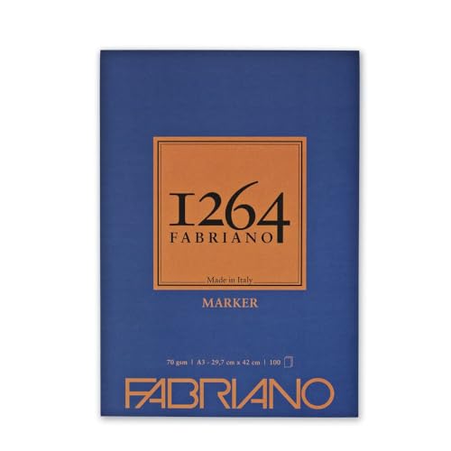 Honsell 19100640 - Fabriano Marker Layoutblock 1264, 70 g/qm, DIN A3, 100 Blatt extra weißes, halbtransparentes Papier, für Marker auf Alkohol-, Lösungsmittel- und Wasserbasis von Fabriano