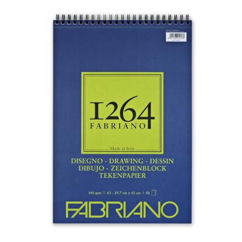 Fabriano Honsell 19100647 - Fabriano Disegno Zeichenblock mit Spiralbindung 1264, 180 g/qm, DIN A3, 50 Blatt naturweißes, satiniertes Papier mit mittlerer Körnung, säurefrei, für alle Trockentechniken Fabriano Honsell 19100647 - Fabriano Disegno Zeichenblock mit Spiralbindung 1264, 180 g/qm, DIN A3, 50 Blatt naturweißes, satiniertes Papier mit mittlerer Körnung, säurefrei, für alle Trockentechniken von Fabriano