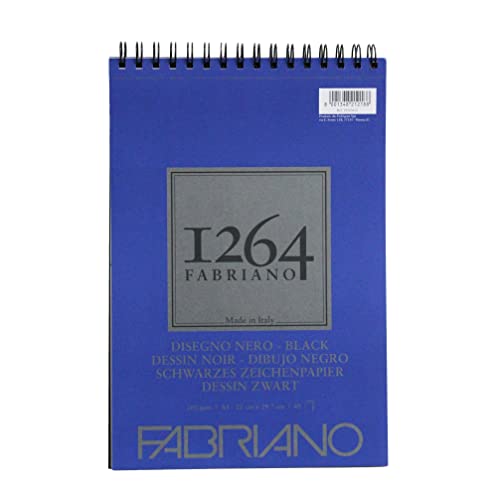 Honsell 19100651 - Fabriano Disegno Nero Zeichenblock mit Spiralbindung 1264, 200 g/qm, DIN A4, 40 Blatt schwarzes, satiniertes Papier mit mittlerer Körnung, säurefrei, für alle Trockentechniken Honsell 19100651 - Fabriano Disegno Nero Zeichenblock mit Spiralbindung 1264, 200 g/qm, DIN A4, 40 Blatt schwarzes, satiniertes Papier mit mittlerer Körnung, säurefrei, für alle Trockentechniken von Fabriano