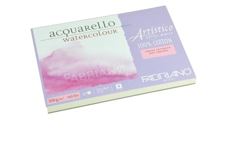 Honsell 301218 - Fabriano Artistico Acquarello Watercolour, hochwertiger Künstler - Aquarellkarton, extra weiß, Satiniert hot pressed, ca. 12,5 x 18 cm, 25 Blatt 300 g/m² von Fabriano