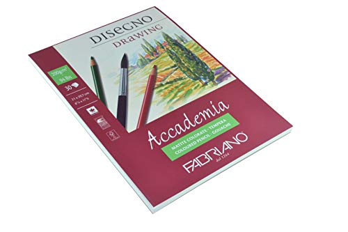 Honsell 41202129 - Fabriano Accademia Disegno, DIN A4, 200 g/m², 30 Blatt, weiß, hochwertiges, radierfestes Zeichenpapier, säure- und ligninfrei, für viele Maltechniken geeignet von Fabriano