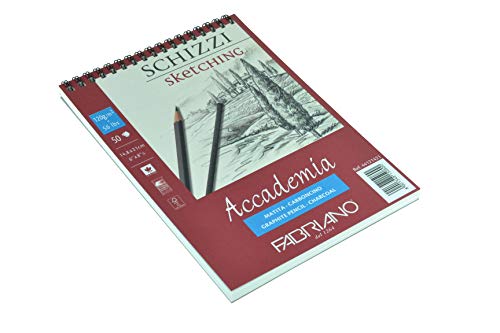 Honsell 44121421 - Fabriano Accademia Schizzi mit Spiralbindung, DIN A5, 120 g/m², 50 Blatt, weiß, hochwertiges, radierfestes Zeichenpapier, säure- und ligninfrei, für alle Trockentechniken Honsell 44121421 - Fabriano Accademia Schizzi mit Spiralbindung, DIN A5, 120 g/m², 50 Blatt, weiß, hochwertiges, radierfestes Zeichenpapier, säure- und ligninfrei, für alle Trockentechniken von Fabriano