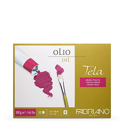 Honsell 68003648 - Fabriano "Tela" Ölmalkarton, Ölmalpapier mit Leinenstruktur, 300 g/m², 36 x 48 cm, 10 Blatt, Block 4 seitig geleimt, säurefrei und alterungsbeständig Honsell 68003648 - Fabriano "Tela" Ölmalkarton, Ölmalpapier mit Leinenstruktur, 300 g/m², 36 x 48 cm, 10 Blatt, Block 4 seitig geleimt, säurefrei und alterungsbeständig von Fabriano