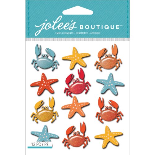 Jolees Boutique Dimensional Stickers Aufkleber, Crabs and Starfish Repeats, Acrylic, Multicolour, 3.9x6.1x0.13 cm von Jolee's Boutique