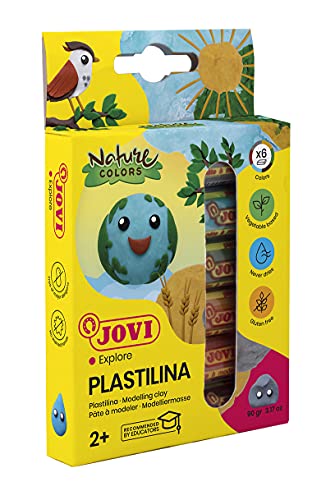Jovi Plastilin, leicht formbare Modelliermasse für Kinder ab 2 Jahren, 6 Stangen je 15g, Naturfarben von Jovi
