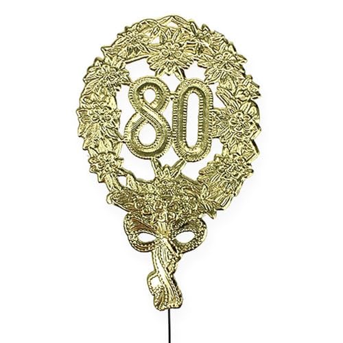Jubiläumszahl am Draht "80", 10 Stück, 8 x 12 cm, gold von Unbekannt
