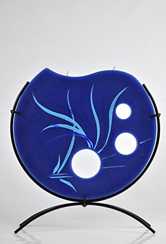 Kerze handbemalt Flachkerze Deko Dekokerze rund dunkel blau mit dekorativem Muster PM502 von Unbekannt