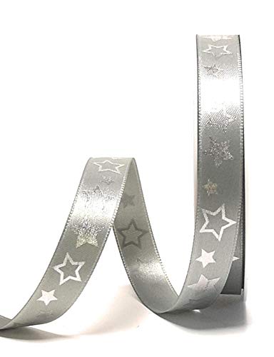 Konrad Arnold Satinband 20m x 15mm Grau - Silber Sterne Dekoband Schleifenband Weihnachtsband [1305] von Unbekannt