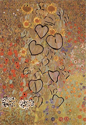 Kunstklappkarte Gustav Klimt Bauerngarten mit Sonnenblumen Kunstkarte Doppelkarte Grußkarte Glückwunschkarte Goldprägung von Unbekannt