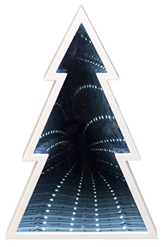LED Baum aus Kunststoff mit Spiegeleffekt und 24 weißen LED, batteriebetrieben, für Weihnachten, im Winter, als Stimmungslicht, circa" 27, 5 x 18, 5 x 5 cm von III