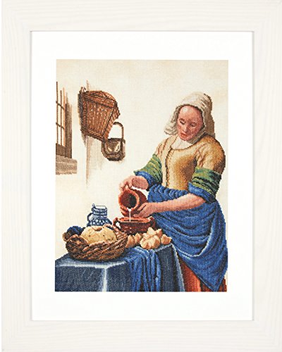Lanarte Zählmusterpackung Milchmädchen Leinen Kreuzstichpackung, Baumwolle, Mehrfarbig, 36 x 45 x 0.3 cm von Lanarte