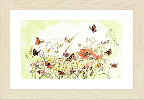 Lanarte Zählmusterpackung Schmetterlinge & Blumen Kreuzstichpackung, Baumwolle, Mehrfarbig, 56 x 32 x 0.3 cm von Lanarte