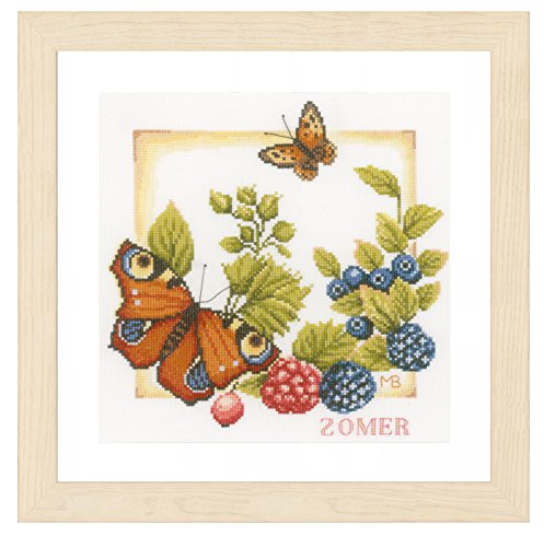 Lanarte Kreuzstich Stickpackungen Gezählter Kreuzstichbilder Set SOMMER Wanddekoration Handarbeit Set für Erwachsene 25 x 25 cm DIY Deko Bastelset Handwerker Kreative Geschenkset von Lanarte