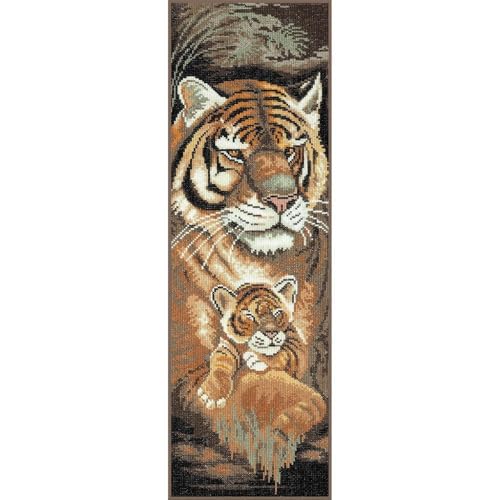 Lanarte Zählmusterpackung Tiger Mutter & Welpe Aida Kreuzstichpackung, Baumwolle, Mehrfarbig, 20 x 55 x 0.3 cm von Lanarte