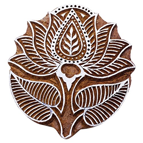 Lotus-Holzblockdruck Textilmarke Brown Handgeschnitzten Klischee von Knitwit