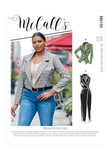 McCall's M8155RR Schnittmuster für Damenweste und Jacke, gefüttert, Design Code M8155, Papier, weiß, Plus Sizes 18W-24W von McCall's