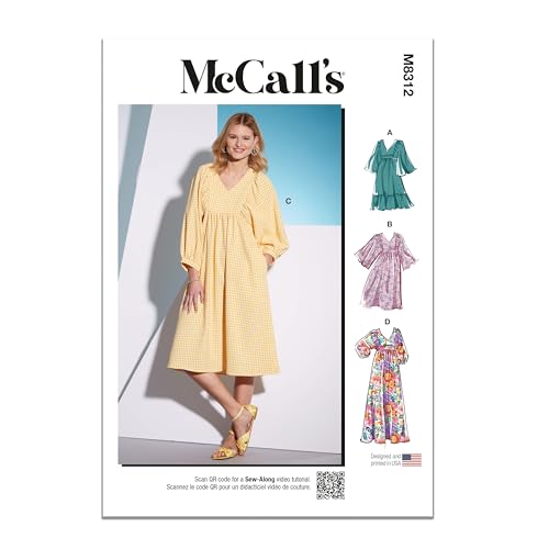 McCall's Schnittmuster-Set für Damenkleider, Design-Code M8312, Größen XSM-SML-MED von McCall's