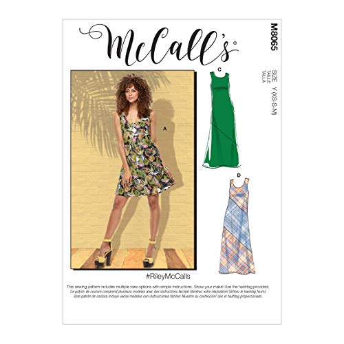 McCall's Misses Bias-Cut and Short-Sleeve Dresses Y (XSM-SML-MED) McCalls Pattern M8065Y Damen-Pullover, Schrägschnitt, Tank-und Kurzarm-Kleid, verschieden von McCall's