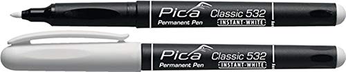 PICA Permanentmarker INSTANT WHITE, Strichbreite 1-2mm, Stift mit Clip, 10 Stück von Unbekannt