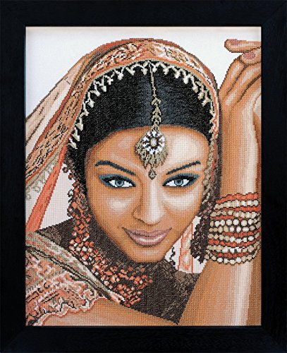 Lanarte Zählmusterpackung Indische Frau Aida Kreuzstichpackung, Baumwolle, Mehrfarbig, 39 x 49 x 0.3 cm von Lanarte
