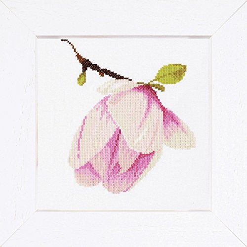 Lanarte Kreuzstich Stickpackungen Gezählter Kreuzstichbilder Set MAGNOLIENKNOPF Wanddekoration Handarbeit Set für Erwachsene 20 x 20 cm DIY Deko Bastelset Handwerker Kreative Geschenkset von Lanarte