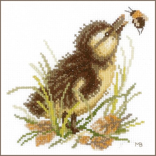 Lanarte Kreuzstich Stickpackungen Gezählter Kreuzstichbilder Set ENTLEIN UND BIENE Wanddekoration Handarbeit Set für Erwachsene 14 x 14 cm DIY Deko Bastelset Handwerker Kreative Geschenkset von Lanarte