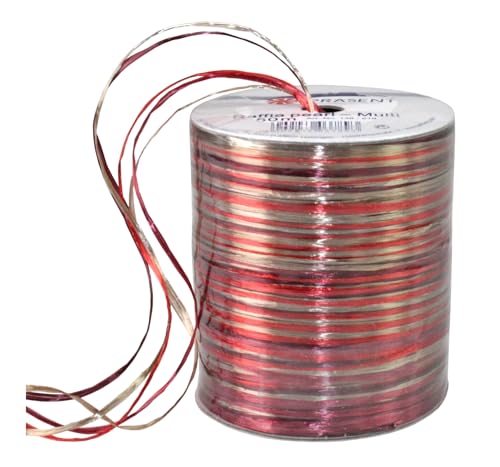 PRÄSENT RAFFIA PEARL-Multicolour Bastband rot / bordeaux / gold, 50 m metallic Dekoband für Präsente, zum Verzieren & Basteln, Geschenkband für feierliche Anlässe von Morex Ribbon