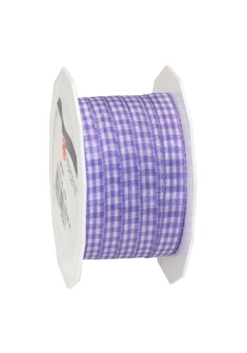 Präsent Vichy Geschenkband Lavendel/weiß, 20 m Dekoband zum Verzieren & Basteln, 10 mm Breite, Kariertes Band für Bunte Dekos & Geschenkverpackungen, zu feierlichen Anlässen von PRÄSENT