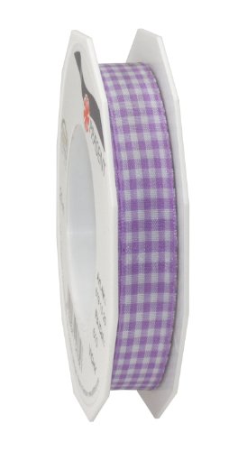 PRÄSENT Vichy Geschenkband Lavendel/weiß, 20 m Dekoband zum Verzieren & Basteln, 15 mm Breite, Kariertes Band für Bunte Dekos & Geschenkverpackungen, zu feierlichen Anlässen von PRÄSENT