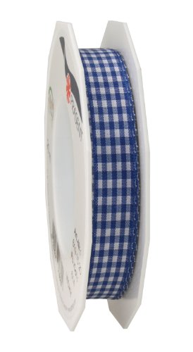 PRÄSENT Vichy Geschenkband Royalblau/weiß, 20 m Dekoband zum Verzieren & Basteln, 15 mm Breite, Kariertes Band für Bunte Dekos & Geschenkverpackungen, zu feierlichen Anlässen von PRÄSENT