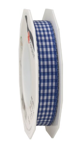 Präsent Vichy Geschenkband Royalblau/weiß, 20 m Dekoband zum Verzieren & Basteln, 15 mm Breite, Kariertes Band für Bunte Dekos & Geschenkverpackungen, zu feierlichen Anlässen von PRÄSENT
