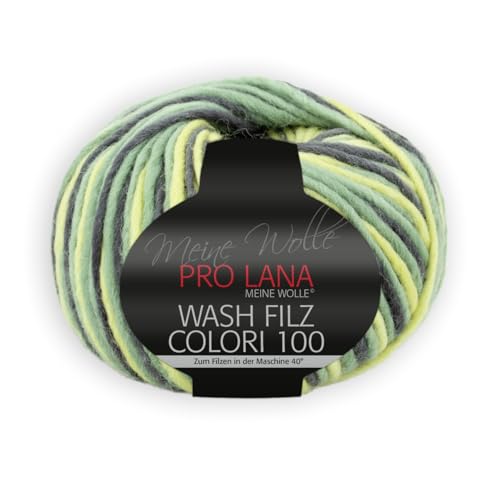 PRO LANA Wash-Filz Colori 100 - Farbe: Gelb/Grau (702) - 100 g/ca. 100 m Wolle von Unbekannt