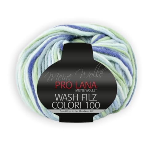 PRO LANA Wash-Filz Colori 100 - Farbe: Mint/Jeans (709) - 100 g/ca. 100 m Wolle von Unbekannt