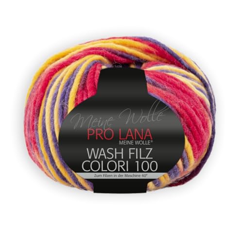 PRO LANA Wash-Filz Colori 100 - Farbe: Rot/Lila (705) - 100 g/ca. 100 m Wolle von Unbekannt